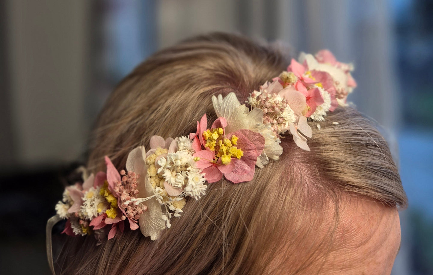 Haarkranz "Rosa-Creme-Gelb"