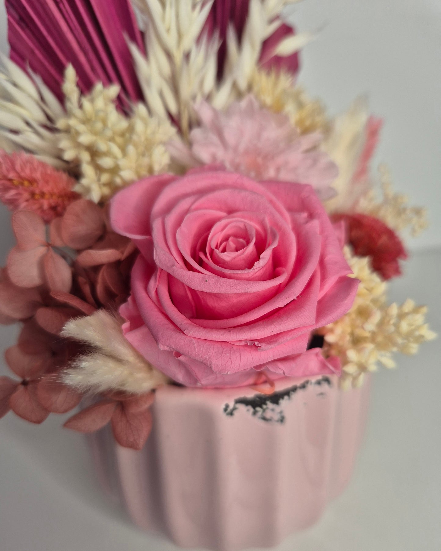 Kleines Gesteck "Vintage-Rosa-Vanille"