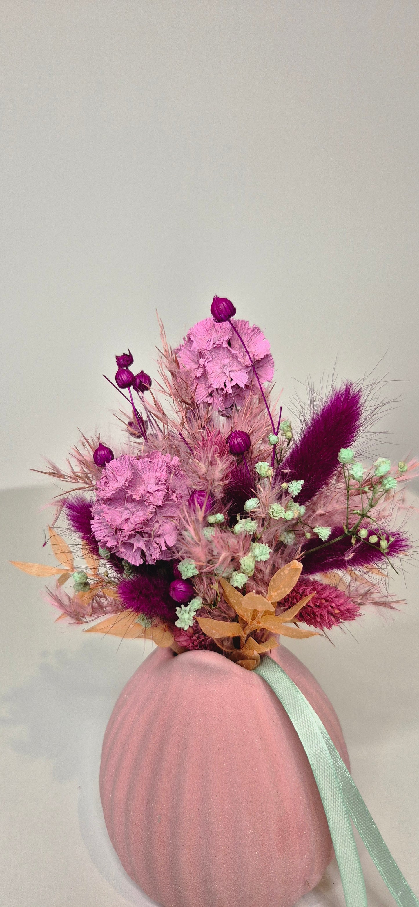 Kleiner Strauß mit Vase und Trockenblumen "Lollipop"
