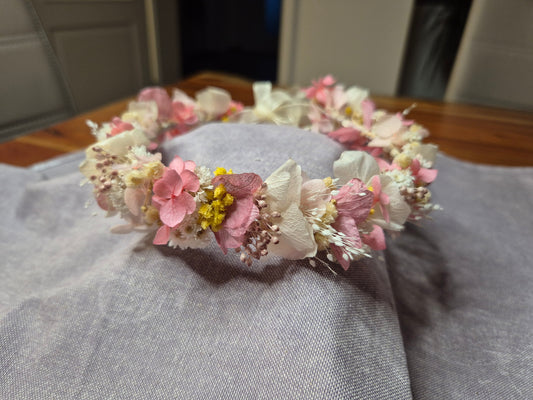 Haarkranz "Rosa-Creme-Gelb"