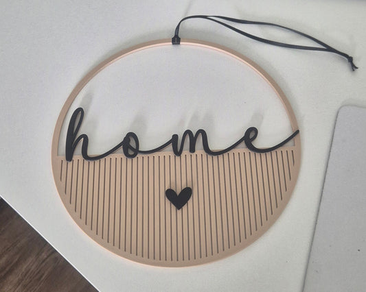 Dekoring "Paneeloptik" mit Aufschrift home und kleinem Herz