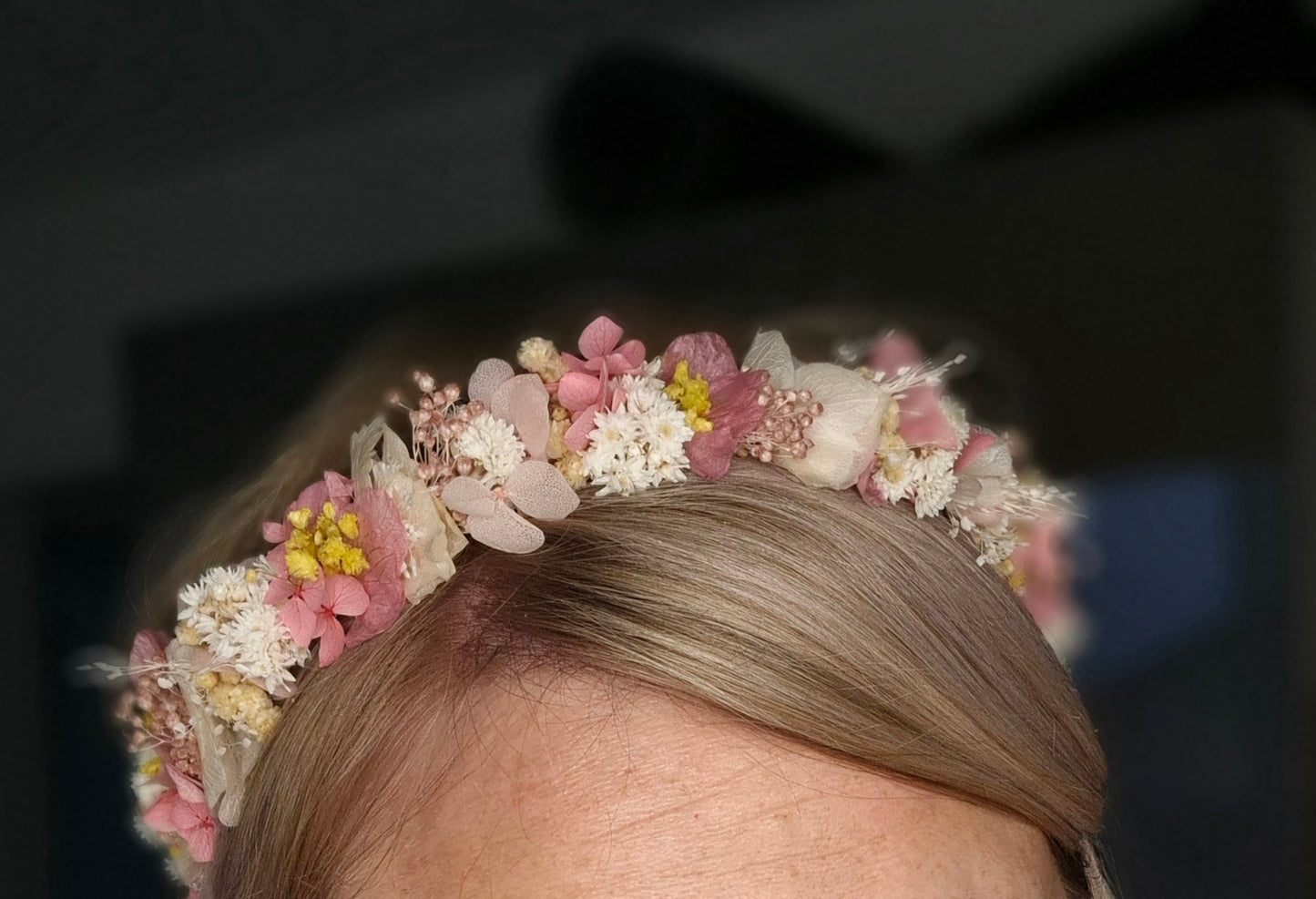 Haarkranz "Rosa-Creme-Gelb"