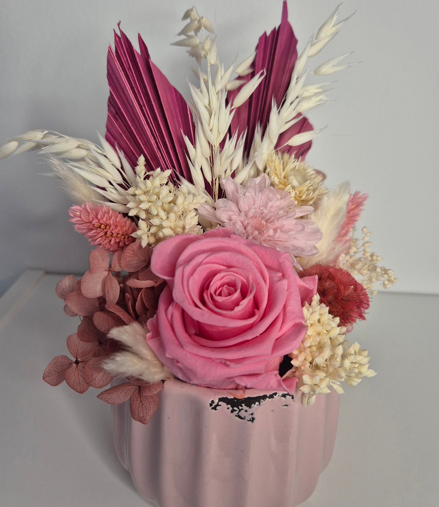 Kleines Gesteck "Vintage-Rosa-Vanille"