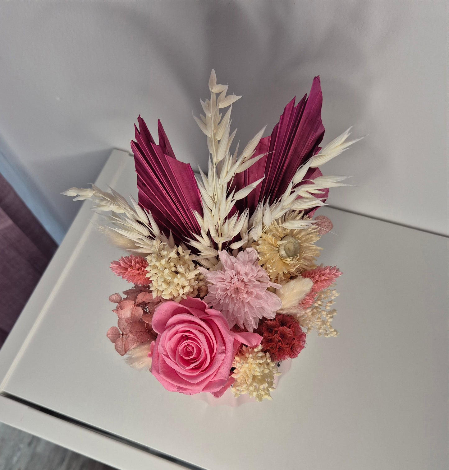 Kleines Gesteck "Vintage-Rosa-Vanille"