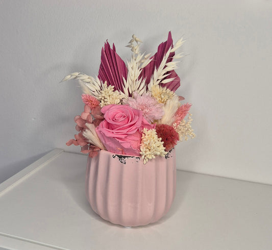 Kleines Gesteck "Vintage-Rosa-Vanille"