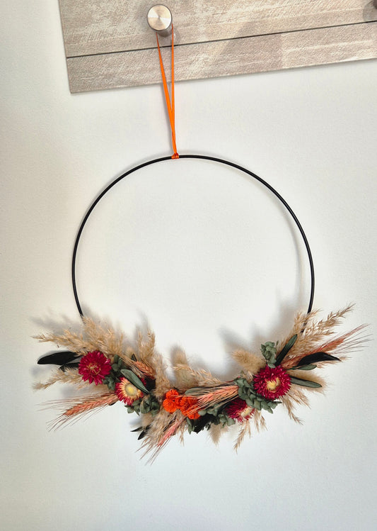 Flower-Hoop Orange-Grün-Beige