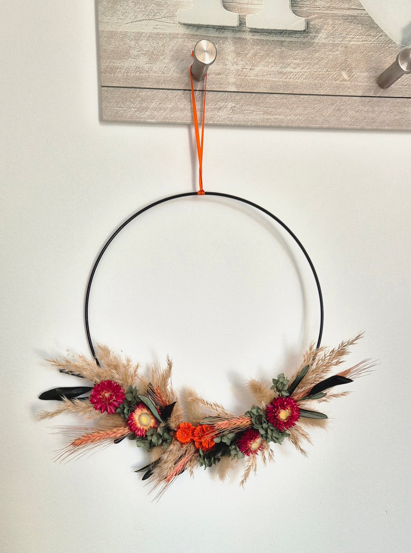 Flower-Hoop Orange-Grün-Beige