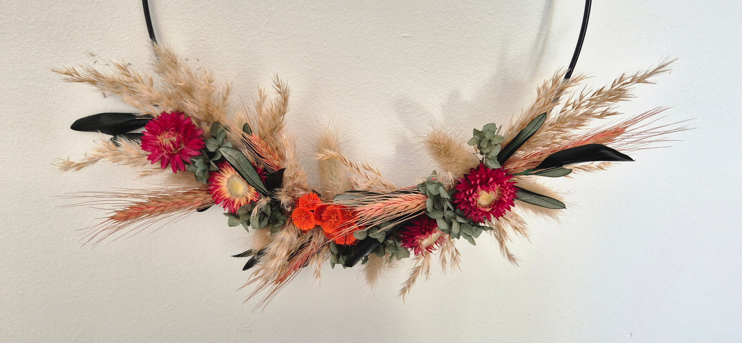 Flower-Hoop Orange-Grün-Beige