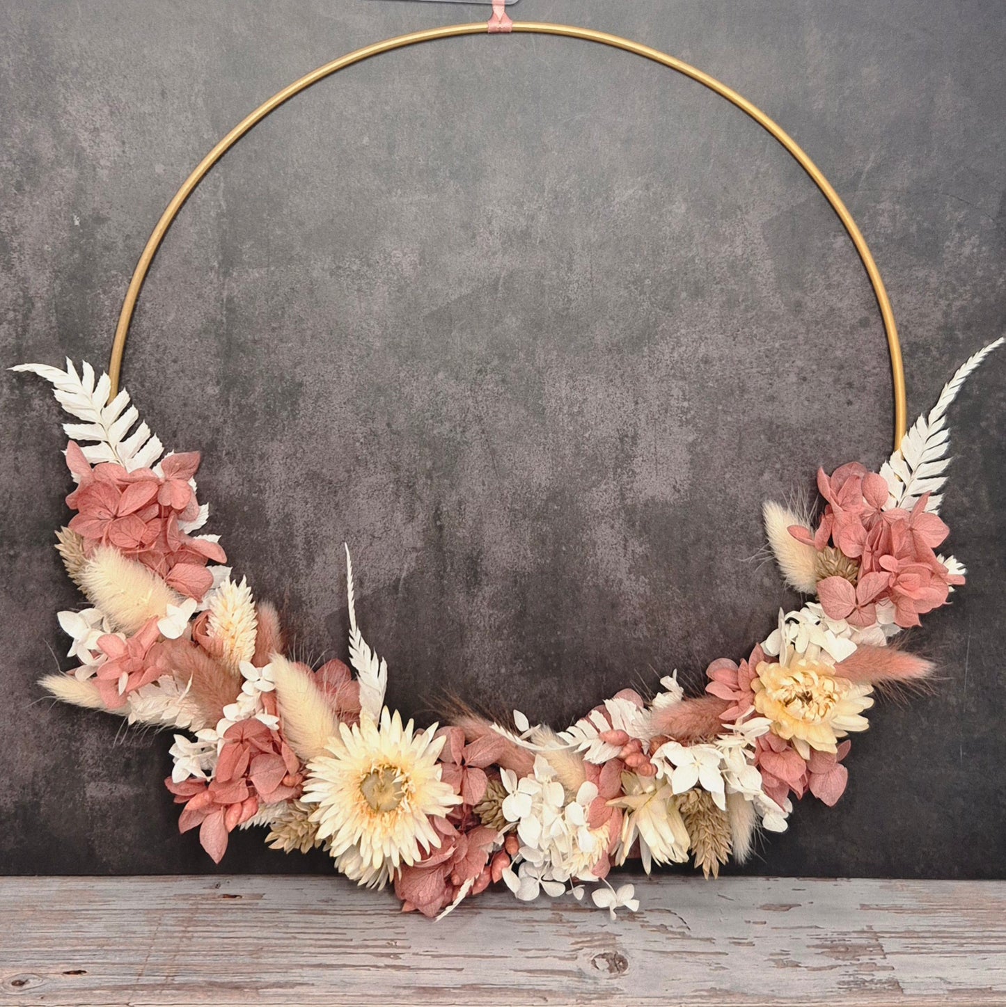 Flower-Hoop Cremé-Altrosa