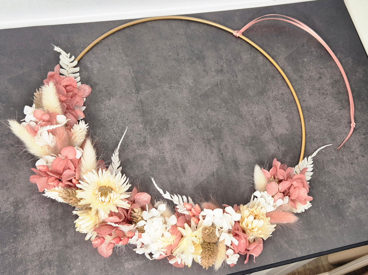 Flower-Hoop Cremé-Altrosa