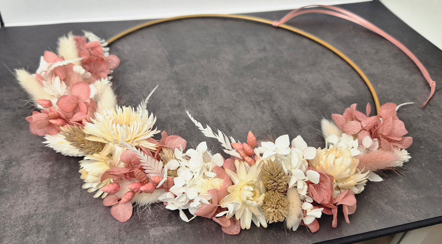 Flower-Hoop Cremé-Altrosa