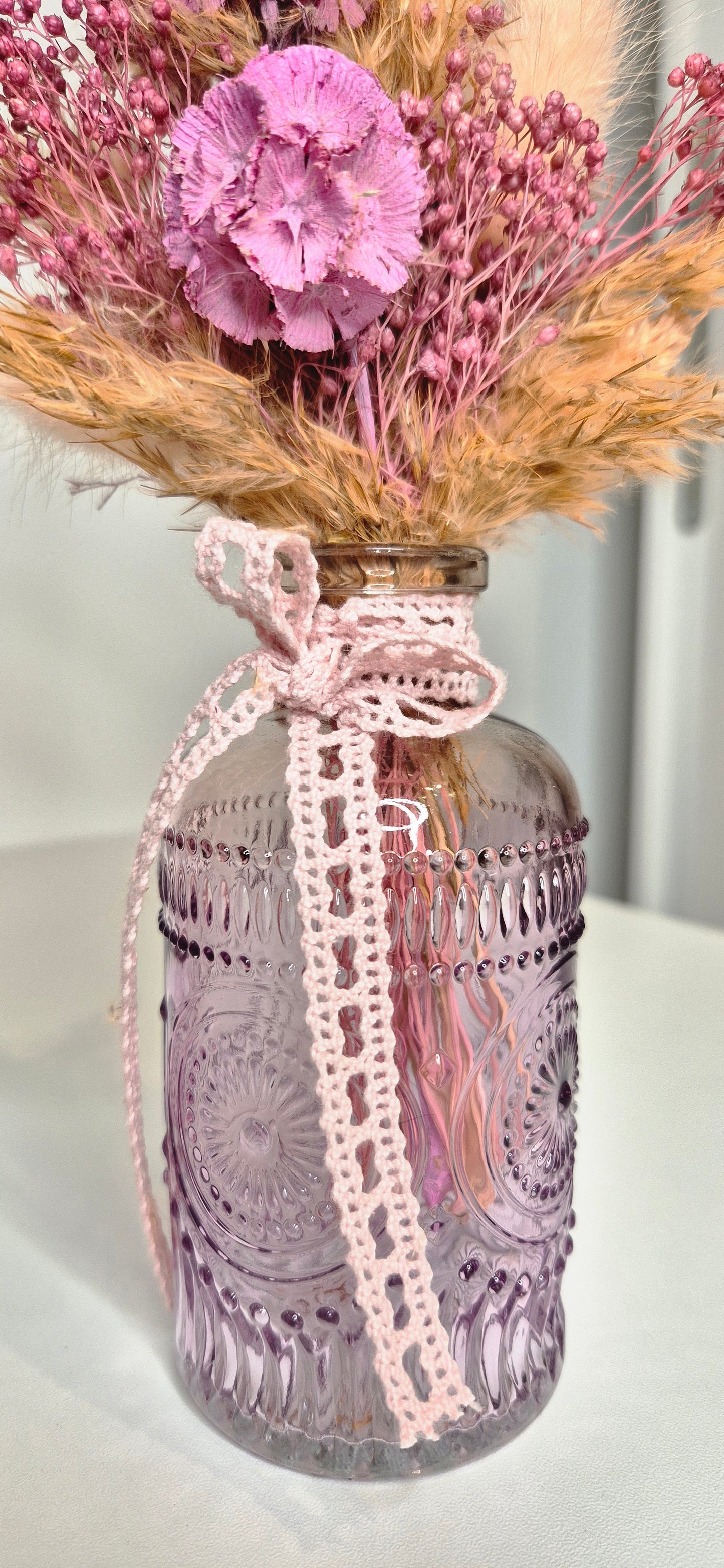 Kleiner Strauß mit Glasvase und Trockenblumen "Boho-Rosa" (Kopie)
