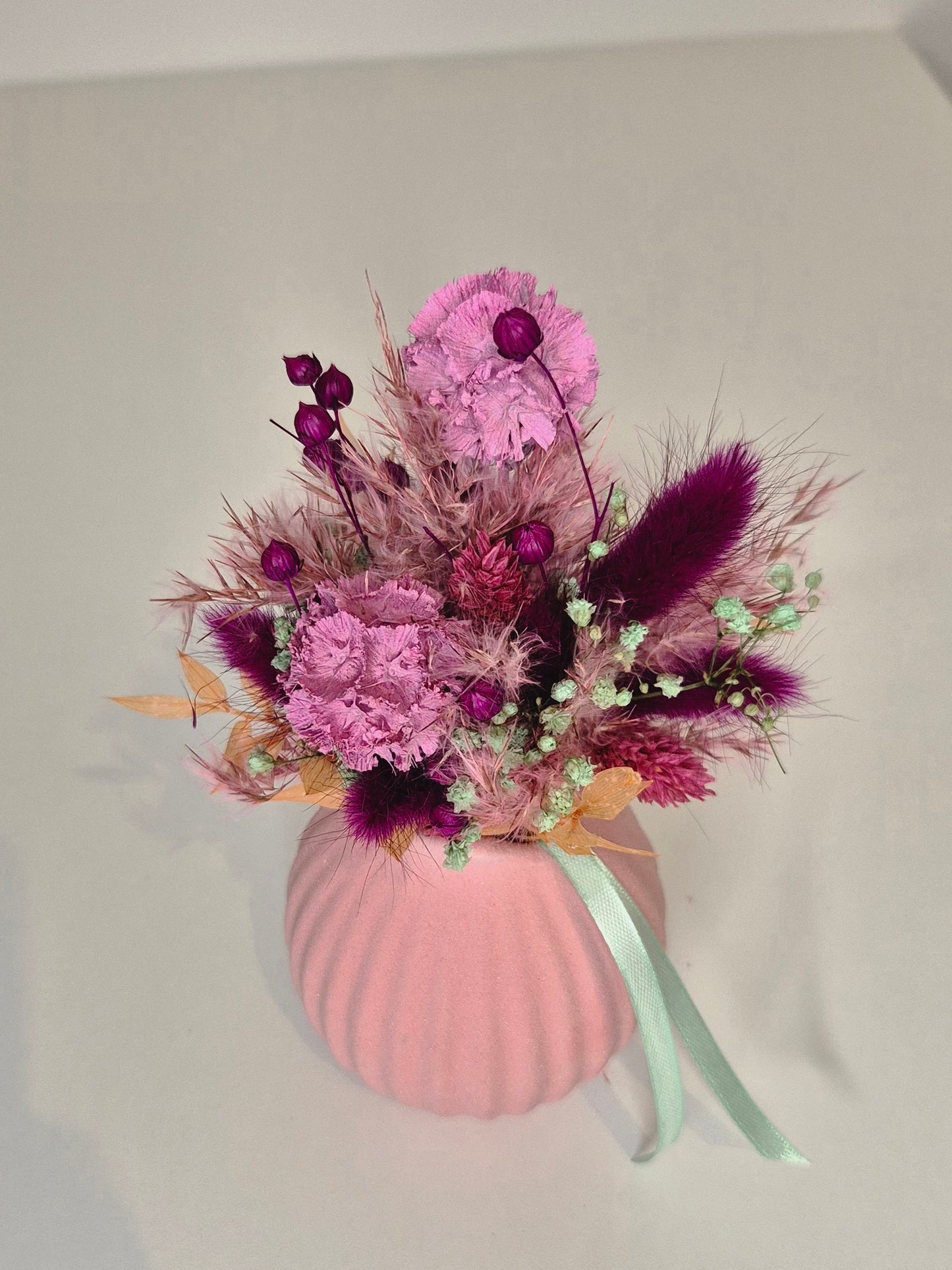 Kleiner Strauß mit Vase und Trockenblumen "Lollipop"