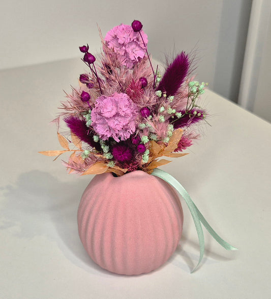 Kleiner Strauß mit Vase und Trockenblumen "Lollipop"